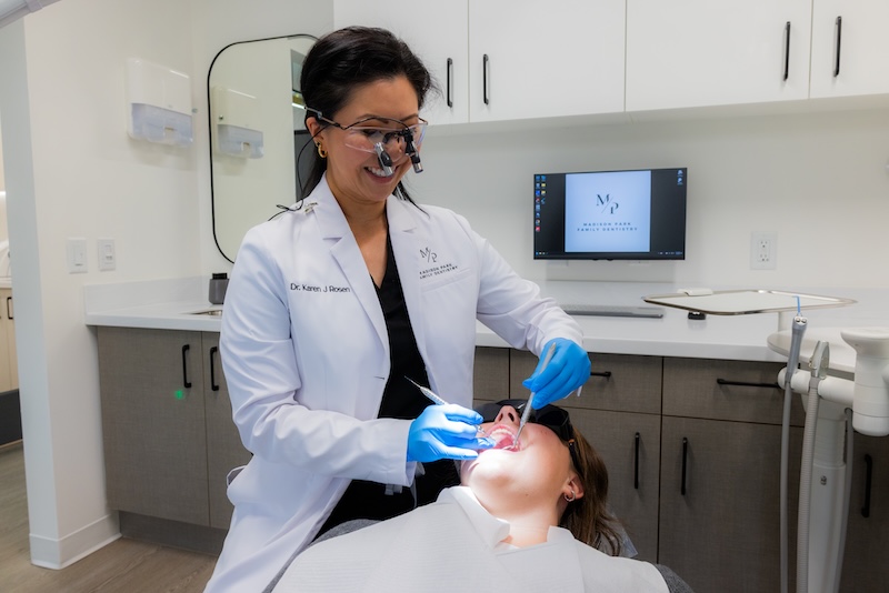 Patient dental exam photographed for a Los Angeles-area practice