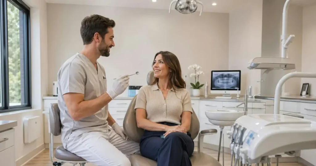 Dentist speaking on camera during a Gravity Dental Video production shoot